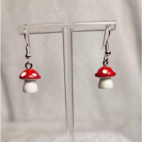 New! Handmade Earrings by Karen's Bling'n Things! Mushrooms! - Picture 1 of 4